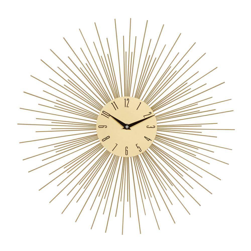Litton Lane Wall Clock Gold Metal Frame Contemporary Design 19.40 in. Face