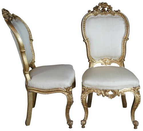 8 Antique Swedish 18th Century Baroque French Louis XV Rococo Gilt Dining Chairs - Picture 2 of 11