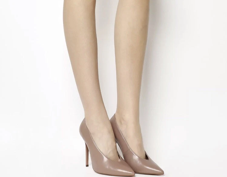 Womens Office Pink Nude Synthetic Slip On High Heels UK 8 New In