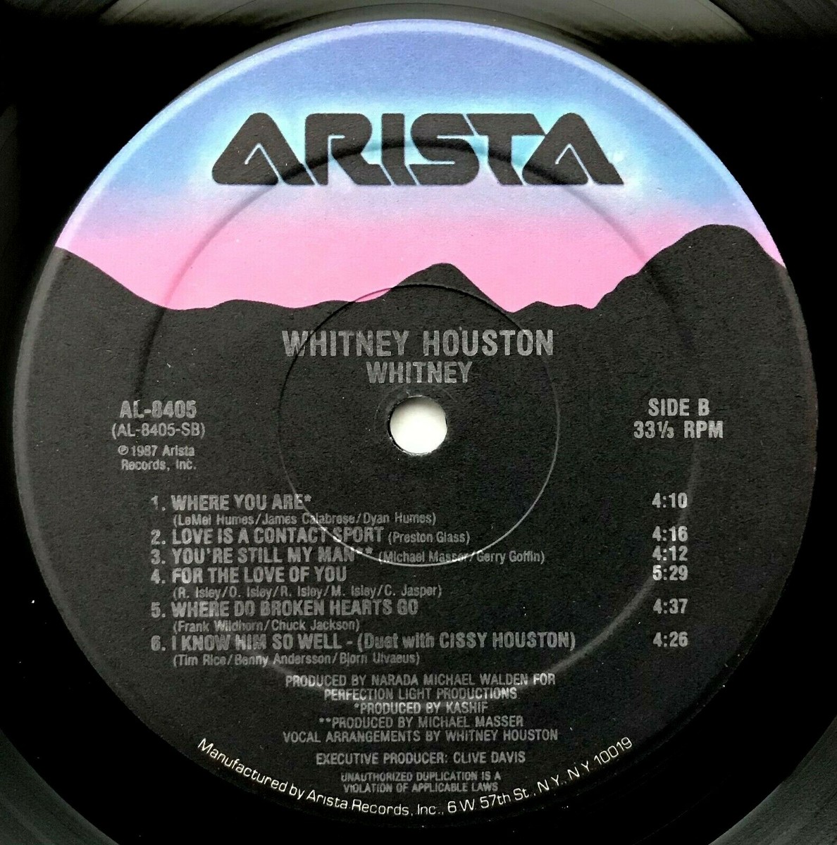 Whitney Houston Whitney LP 1987年5月プレス WHITNEY HOUSTON Whitney -1987 First Press Arista LP w/ Lyric