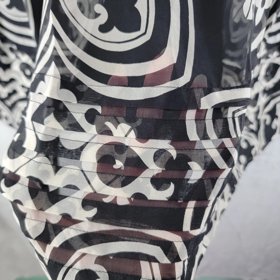 J.Crew 100% Silk Midi Skirt SZ 4 black and white Geometric pattern design lined  - Изображение 4 из 4