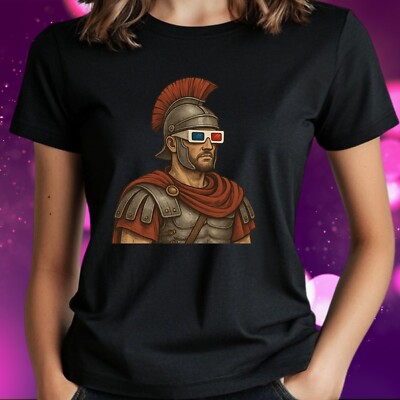 T-Shirt Frauen Römischer Soldat mit 3D-Brille Motiv Baumwolle Größe S bis 3XL