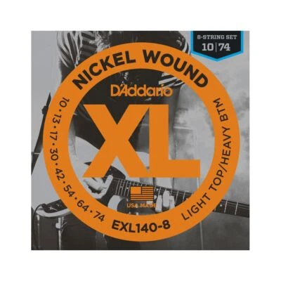 D'Addario EXL140-8 Cordes pour 8-saitige Guitare Électrique, Avec Nickel Guipé , - Photo 1/2