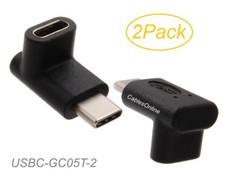 2-Pack Right-Angle USB-3.1 Type-C Male to Type-C Female Adapters, T-Type