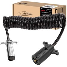 7 Pin to 6 Pin Trailer Adapter, Coiled Trailer Cord Stretches to 8 Feet, 7-Wi...