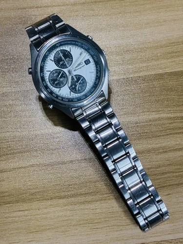 Vintage Seiko 7T32-7C60 Chronograph Panda Dial Quartz Date Mens Watch