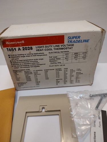 Termostato de refrigeración térmica de voltaje de línea de servicio ligero Honeywell T651 A 2028 - Imagen 3 de 8