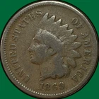 1869/69 Over 69 Indian Head Cent Very Good VG Coin #41603