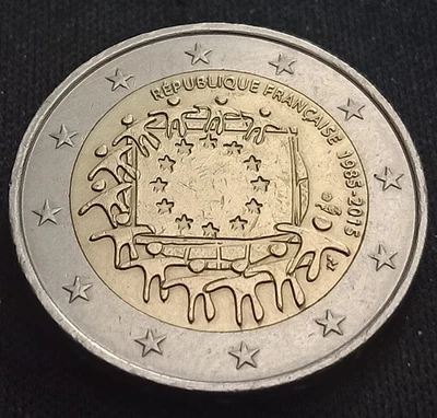 2 EURO FRANCE 2015 30 ANS DRAPEAU EUROPEEN (COMMEMORATIVE) - Photo 1/2