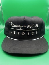 Vintage Disney-MGM Studios Black Silver Baseball Cap Hat Strapback USA Adult 