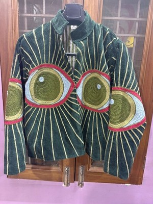 Handmade Bottle Green Velvet Jacket~Evil Eye Coat for Birthday Gifts