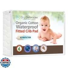 Organic Cotton Waterproof Fitted Crib Pad - Natural Baby Crib Mattress Cover