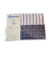 Fieldcrest J.G. Hook No Iron Luxury Percale Twin Sheet Set 1987 Striped New