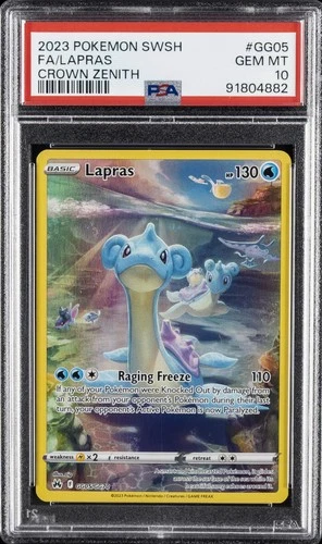 2023 POKEMON SWORD & SHIELD CROWN ZENITH #GG05 FULL ART/LAPRAS PSA 10