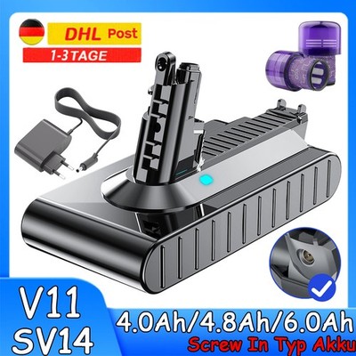 6000mAh Akku für Dyson V11 SV14 Absolute Complete Screw In-Akku Filter Ladegerät