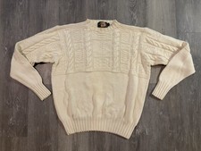 VTG Polo Country Hand Knit Cream Sweater Cable Fisherman 90  s Mens XL