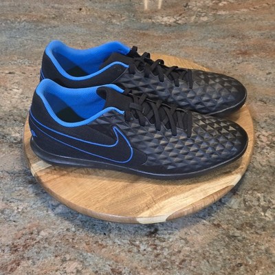 Nike Tiempo Legend Club 8 - Mens Sz 12 - Black Blue IC Indoor Soccer Shoes