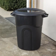 Hyper Tough Heavy Duty Garbage Can - 20 Gallon Plastic, Black, Included Lid