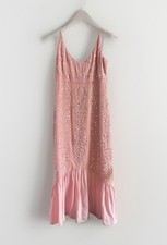 Saloni Pink broderie anglaise silk midi dress