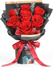 Preserved Flowers Bouquet 7 Roses, Forever Flower for Delivery Birthday Anniv...