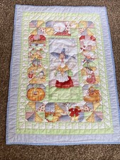 Vintage Handmade Mother Goose Nursery Rhyme Baby Blanket Crib Quilt 31 x43