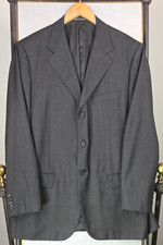 CORNELIANI Mens Sz 44 Made in Italy Virgin Wool Jacket Gray Brown Plaid 3 Button