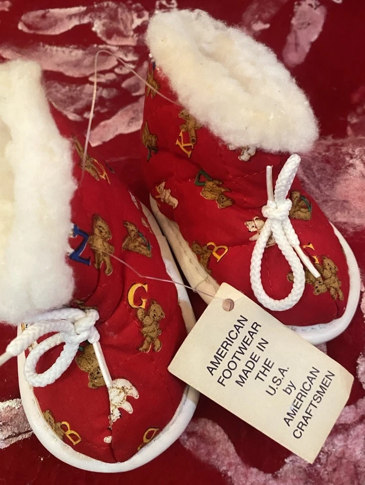 NUEVO CON ETIQUETAS EE. UU. De colección Genial Infantil Cuna Jumpers Zapatillas Niños Niñas Talla 2 Osos Foto 3 de 4