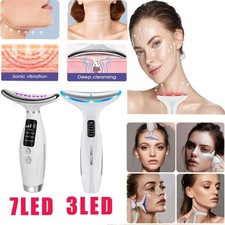 3/7LED Constant Heat Microcurrent Color Light Therapy Facial Neck Lift Massager