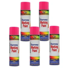 LOT of 5 AERVOE FLUORESCENT PINK SURVEY MARKING PAINTS*17 OZ PER CAN
