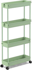 Slim Rolling Storage Cart 4 Tier Bathroom Organizer Utility Cart Mobile Shelving