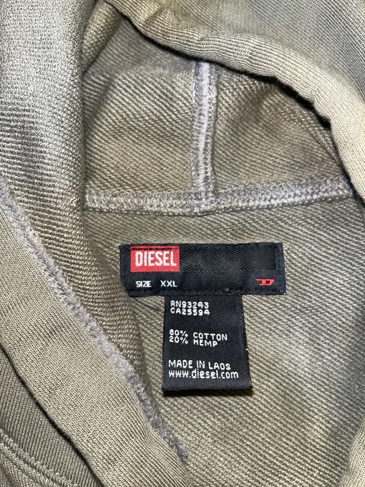 Толстовка с капюшоном на молнии хаки Diesel - Изображение 4 из 4