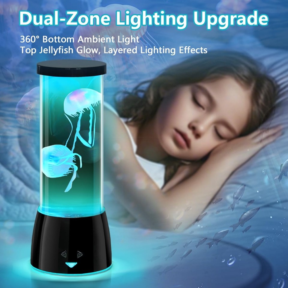Jellyfish Lamp, Round LED Jelly Fish Aquarium Lamp with Color Changing ...