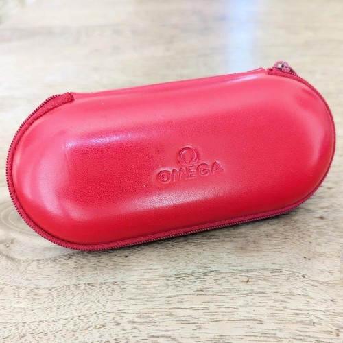 Omega Red Glasses Case Leather Shell Zip Travel Storage Case with Foam Interior - Picture 3 of 11