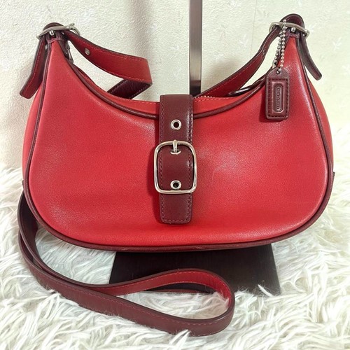 Coach Vintage Schultertasche Handtasche Soho 9559 rot Leder Y2K Schnalle Hobo Handtasche - Bild 2 von 16