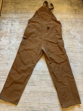 Vintage Carhartt Brown Duck Bib Overalls 44x34 USA Made Workwear