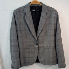 Zara Women  s blazer check plaid pattern