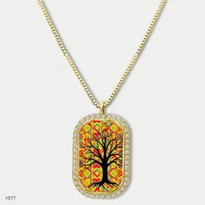 Amazing Tree Of Life Pendant Necklace Chain Printed Dog Tag Chain Gift Design Ch
