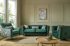 GREEN Modern High Grade Fabric Sofa Suite NORWICH