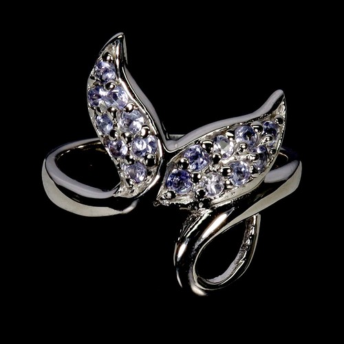 925 Sterling Silber Ring rund Tansanit 1,5 mm Natur Edelstein Schmuck Größe 7