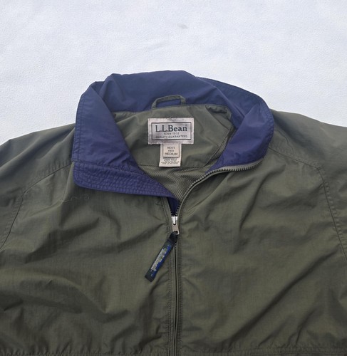 LL Bean Jacket Mens Medium Green Nylon Windbreaker Packable Outdoor Hiking Coat - Picture 2 of 12