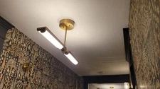 Modern Brushed Brass Linear Pendant Light Dimmable LED