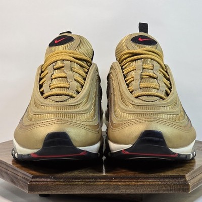 Nike Men’s Air Max 97 in Metallic Gold with Red Swoosh Nike Air Max 97 Shoes Mens Size 7Y Metallic Gold Red Swoosh  main image 2