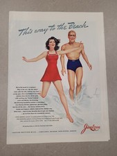 VTG 1941 Original Magazine Ad That JANTZEN Swimsuits This Way To The Beach