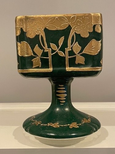 Antikes Porzellan Zigarettenetui grün Emaille & Gold - Bild 2 von 13