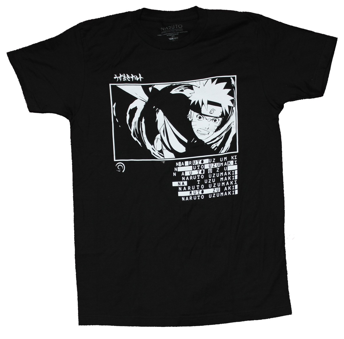 【US規格】希少 NARUTO SHIPPUDEN Tシャツ ブラック 黒 L Naruto Shippuden Uzumaki Line Art Men's Black T-shirt-XX