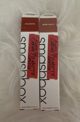 Lot of 2 SMASHBOX Here For It & Caliente Always On Cream to Matte Lipstick 
