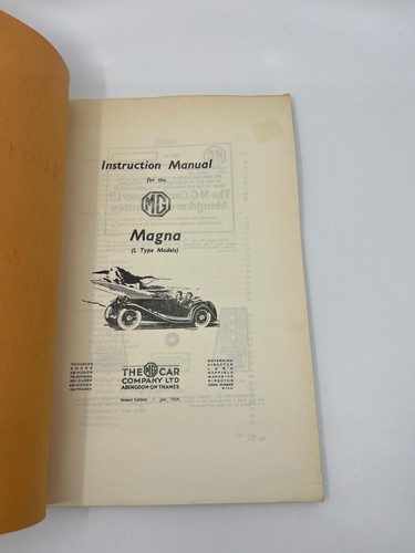 Instruction Manual For MG Magna L Type Car Second Edition 1934 - Bild 2 von 9