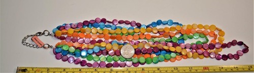 Nwt Silberfarben Mehrfarbige Runde Perlen Regenbogen 6 Strähnen 22 " Halskette - Bild 3 von 3