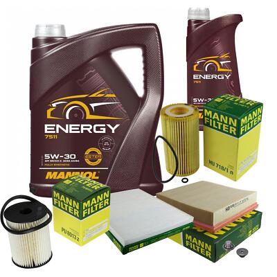 MANN Inspektionspaket 6 L MANNOL Energy 5W-30 für Opel Omega B Caravan 2.2 DTi