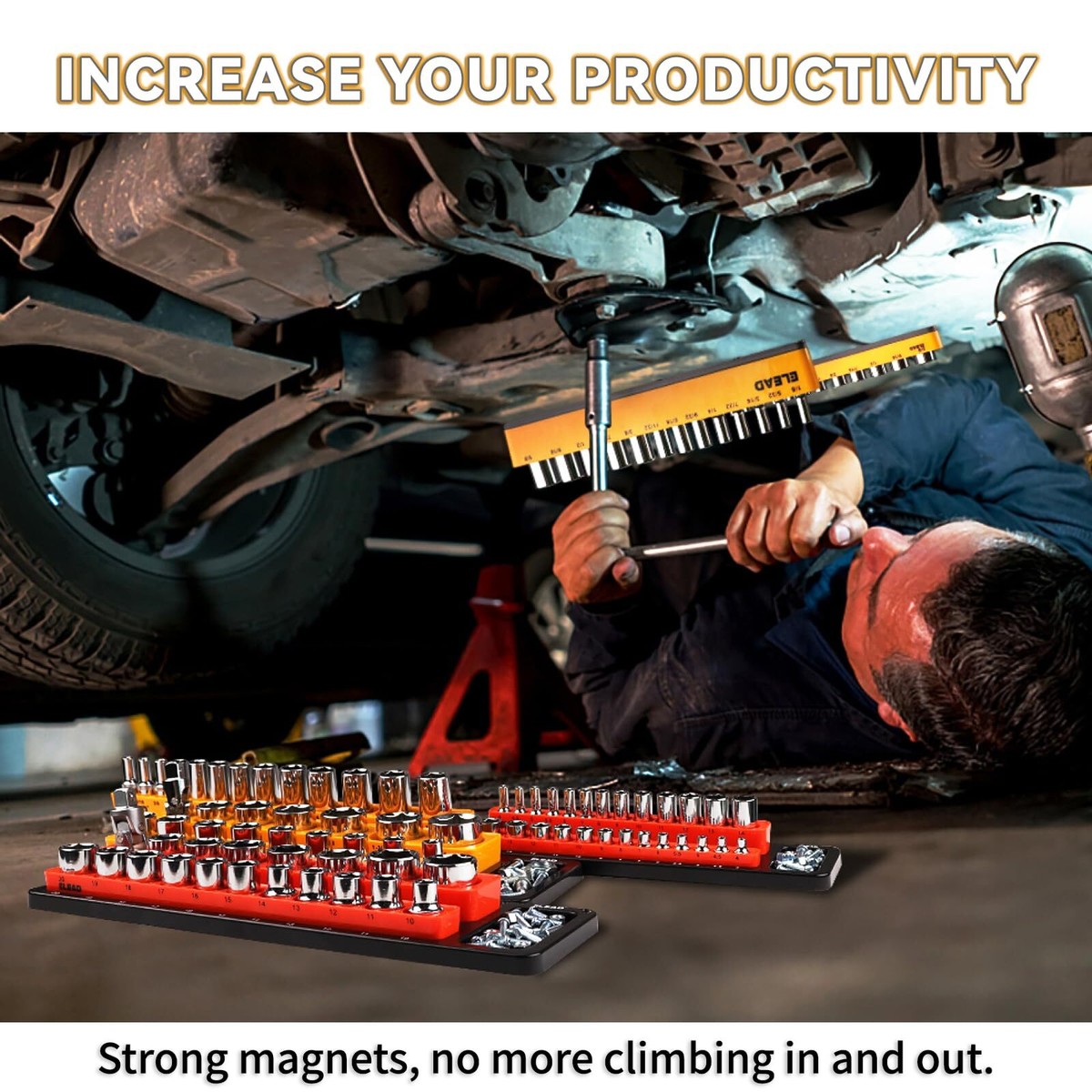 Magnetic Socket Organizer Set 6piece Durable 1/2 1/4 3/8 Inch